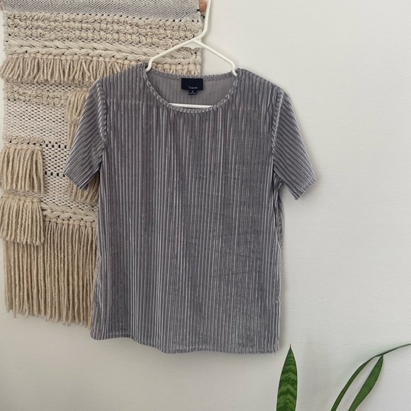 Vici Tops - VICI Lumiere Vertical Stripe Velvet Tee